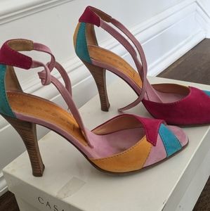 Casadei multi color suede shoes size 7